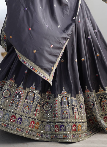 Black Crepe silk Bollywood and Party wear lehenga choli with sequin and coding dori work